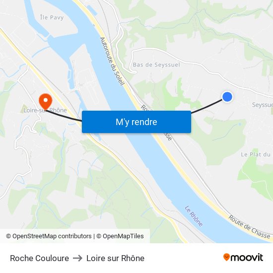 Roche Couloure to Loire sur Rhône map
