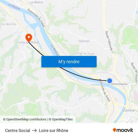 Centre Social to Loire sur Rhône map