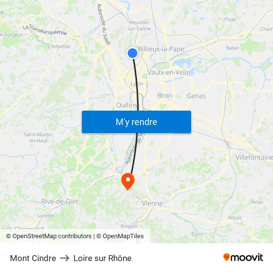 Mont Cindre to Loire sur Rhône map