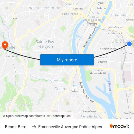 Benoit Bernard to Francheville Auvergne Rhône Alpes France map