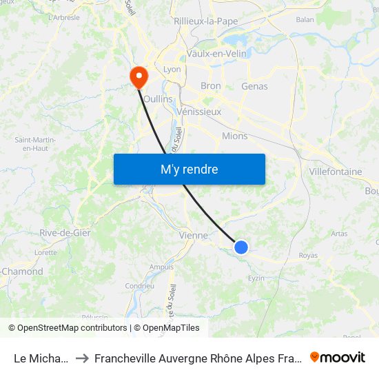Le Michalin to Francheville Auvergne Rhône Alpes France map