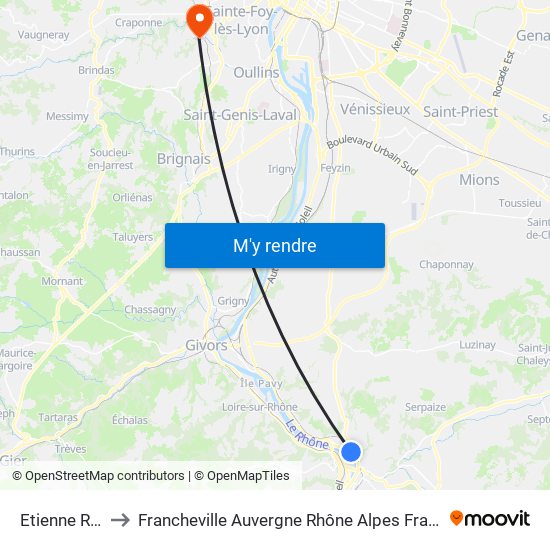 Etienne Rey to Francheville Auvergne Rhône Alpes France map