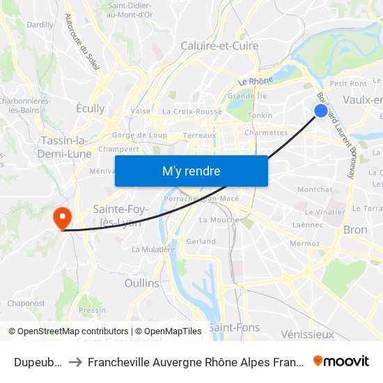 Dupeuble to Francheville Auvergne Rhône Alpes France map