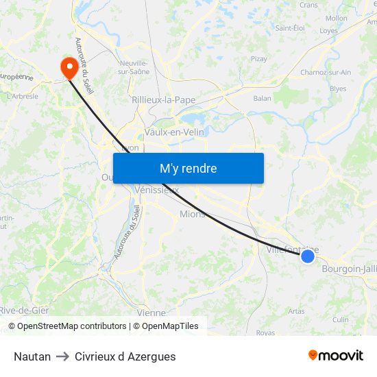 Nautan to Civrieux d Azergues map
