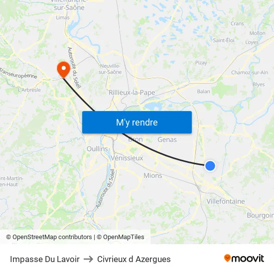 Impasse Du Lavoir to Civrieux d Azergues map