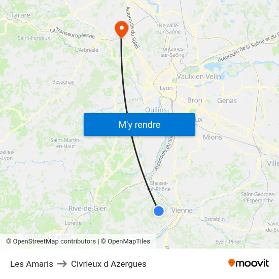 Les Amaris to Civrieux d Azergues map