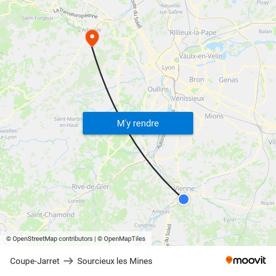 Coupe-Jarret to Sourcieux les Mines map