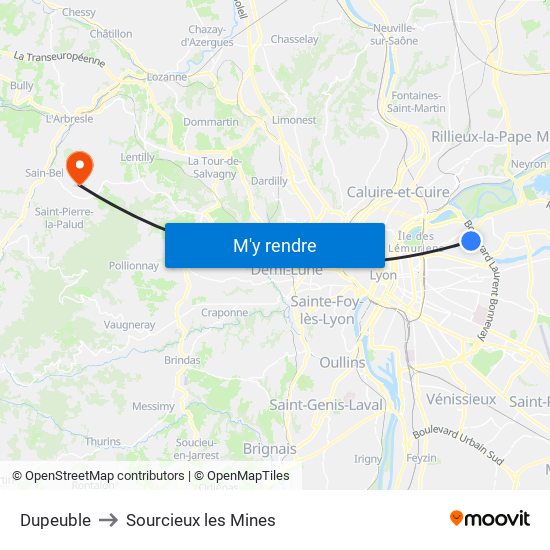 Dupeuble to Sourcieux les Mines map