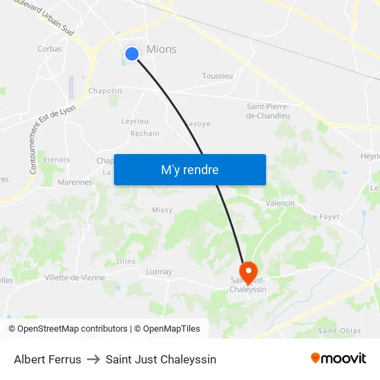 Albert Ferrus to Saint Just Chaleyssin map