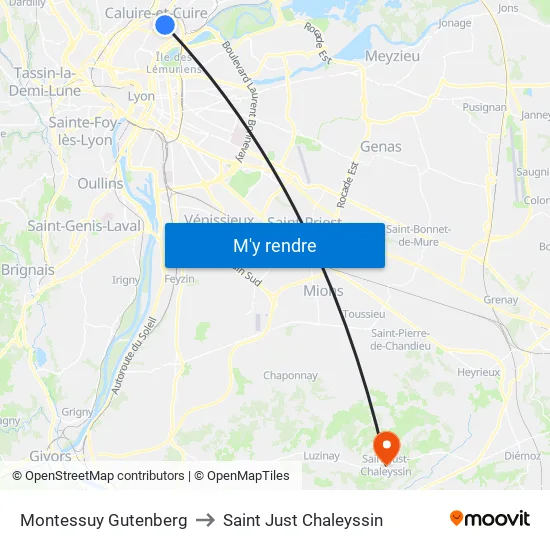 Montessuy Gutenberg to Saint Just Chaleyssin map