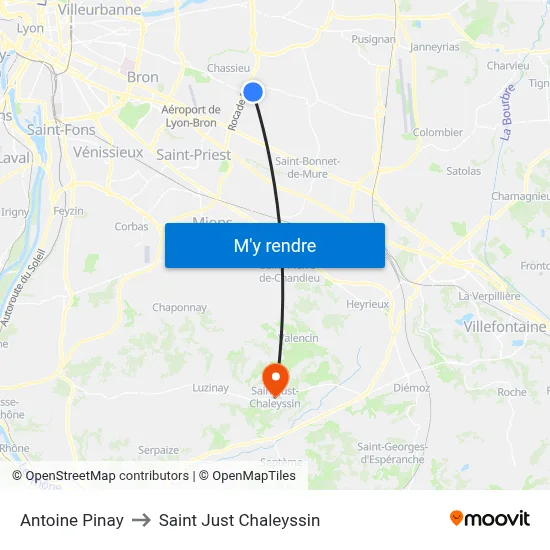 Antoine Pinay to Saint Just Chaleyssin map