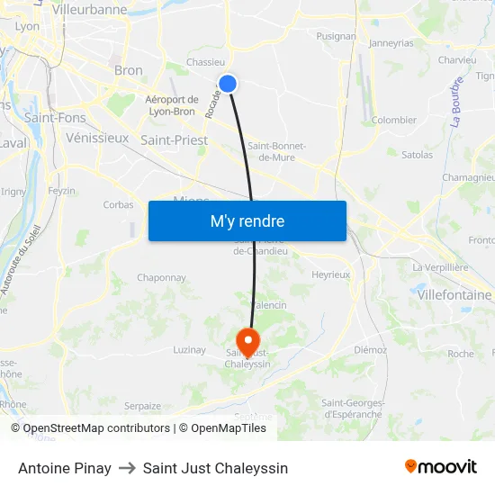 Antoine Pinay to Saint Just Chaleyssin map