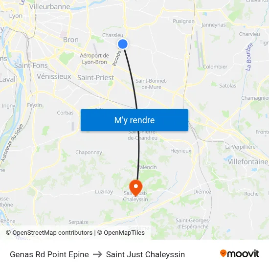Genas Rd Point Epine to Saint Just Chaleyssin map