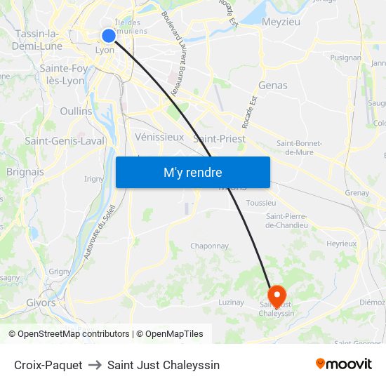 Croix-Paquet to Saint Just Chaleyssin map