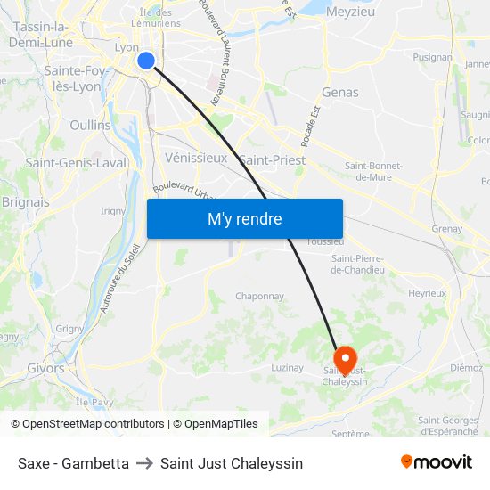 Saxe - Gambetta to Saint Just Chaleyssin map