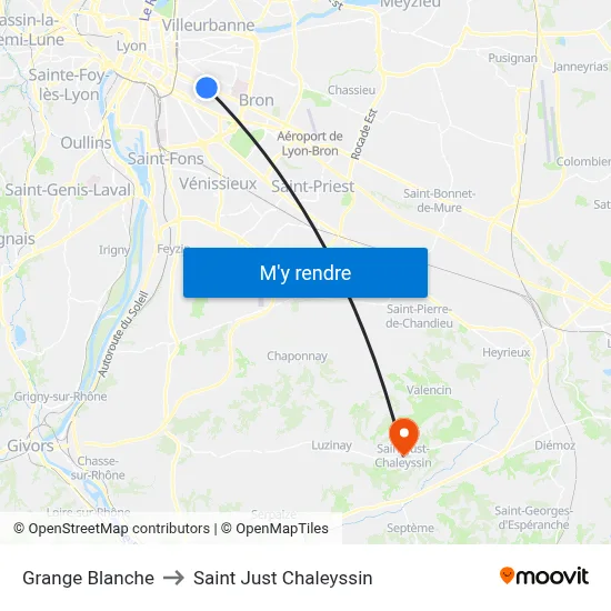 Grange Blanche to Saint Just Chaleyssin map