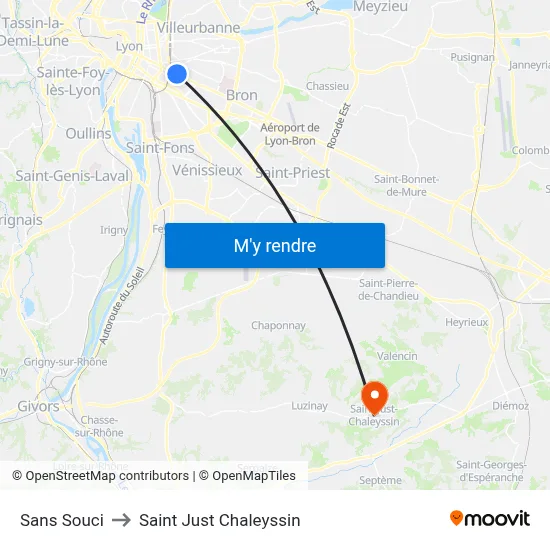 Sans Souci to Saint Just Chaleyssin map