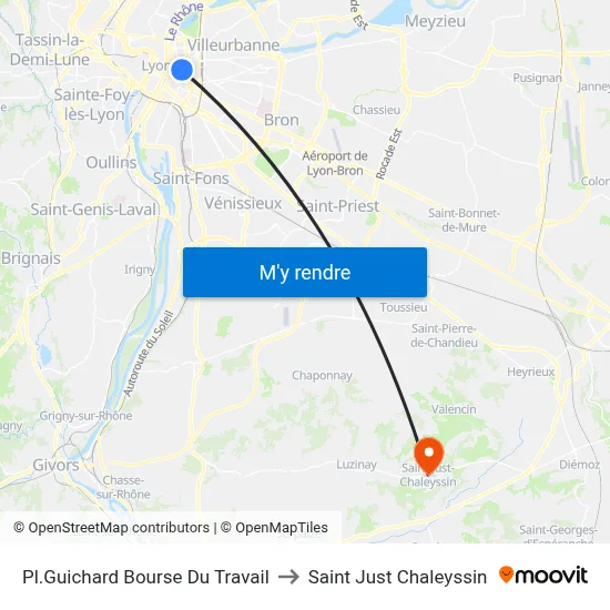 Pl.Guichard Bourse Du Travail to Saint Just Chaleyssin map
