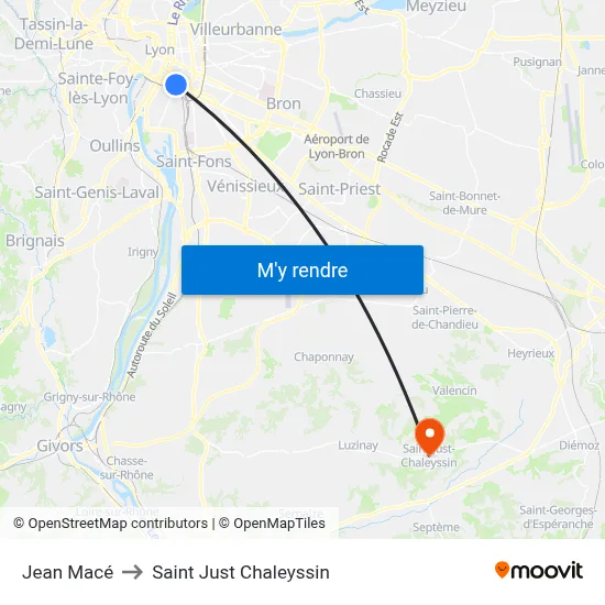 Jean Macé to Saint Just Chaleyssin map