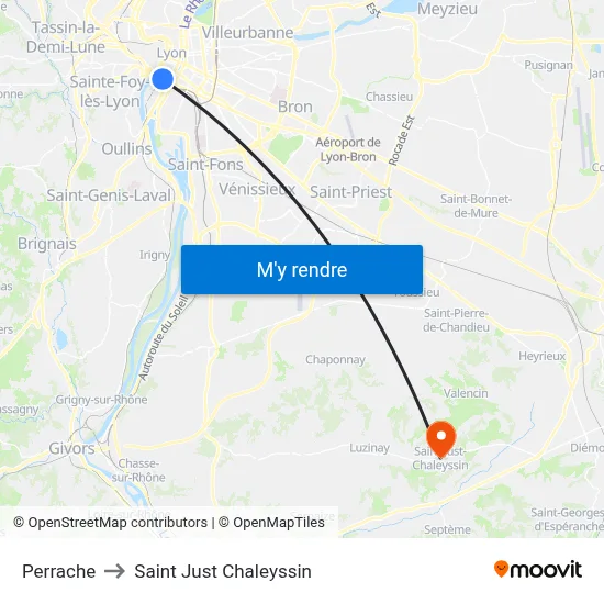 Perrache to Saint Just Chaleyssin map