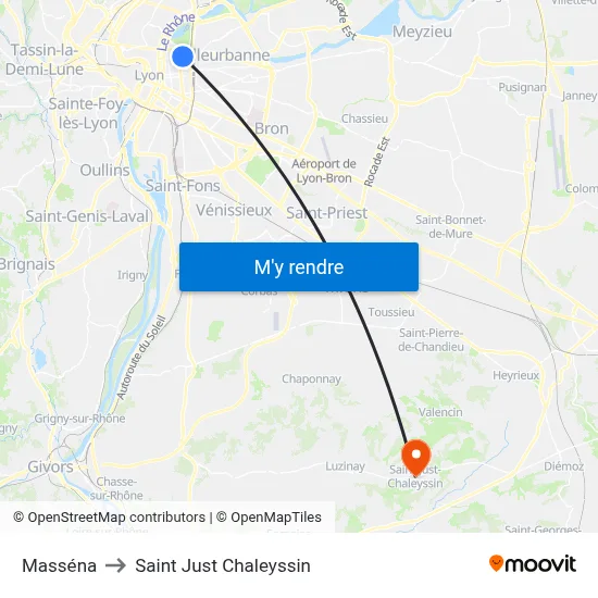 Masséna to Saint Just Chaleyssin map
