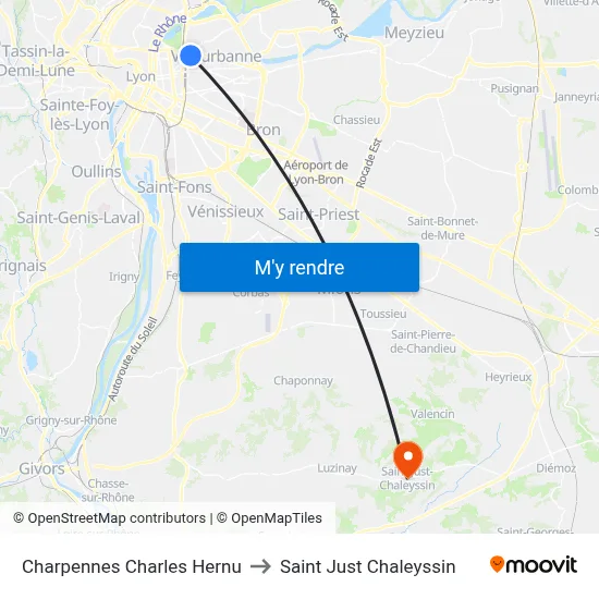 Charpennes Charles Hernu to Saint Just Chaleyssin map