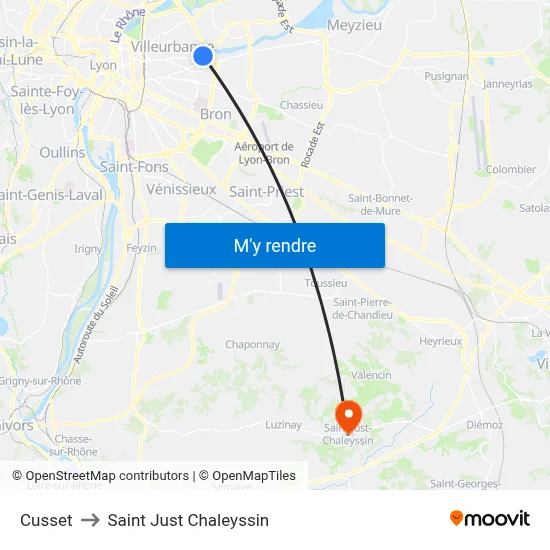 Cusset to Saint Just Chaleyssin map