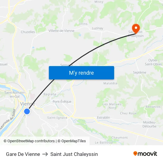 Gare De Vienne to Saint Just Chaleyssin map