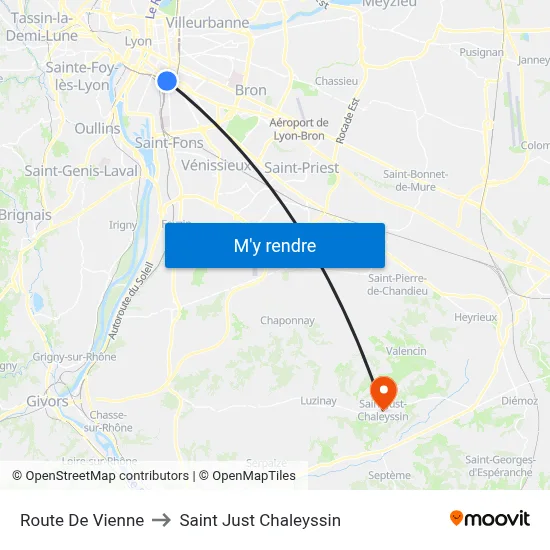 Route De Vienne to Saint Just Chaleyssin map