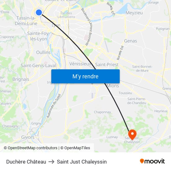 Duchère Château to Saint Just Chaleyssin map