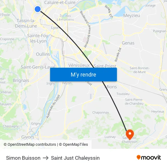 Simon Buisson to Saint Just Chaleyssin map
