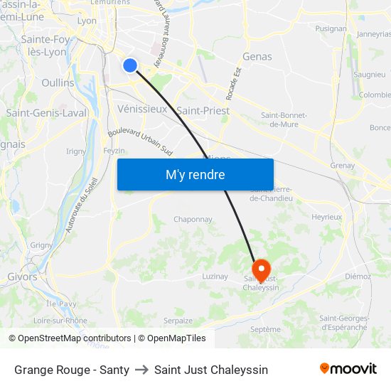 Grange Rouge - Santy to Saint Just Chaleyssin map