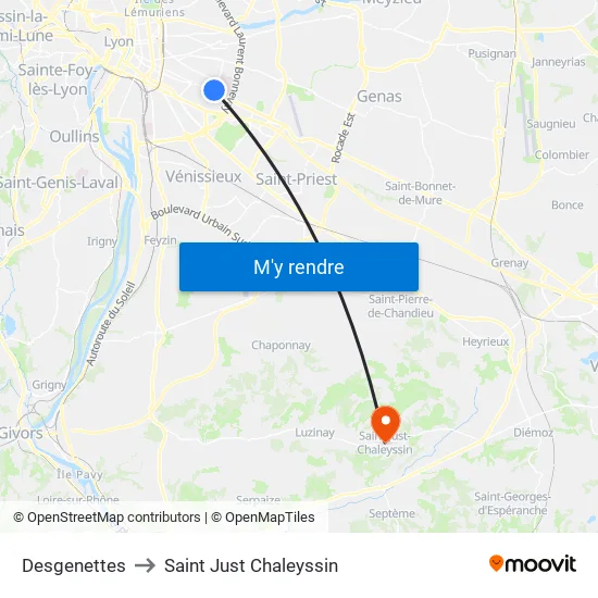 Desgenettes to Saint Just Chaleyssin map