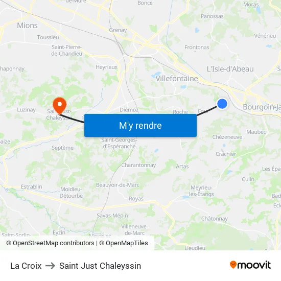 La Croix to Saint Just Chaleyssin map