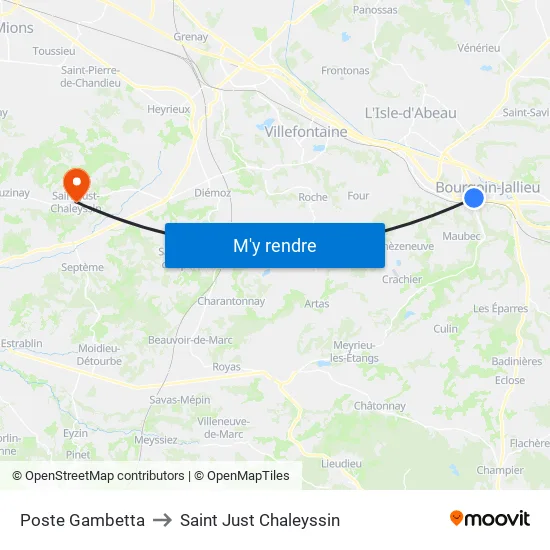 Poste Gambetta to Saint Just Chaleyssin map