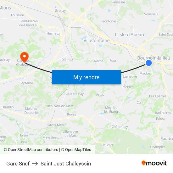 Gare Sncf to Saint Just Chaleyssin map