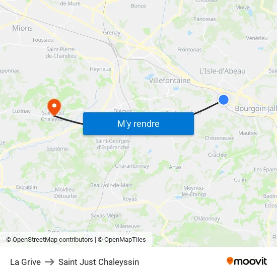 La Grive to Saint Just Chaleyssin map