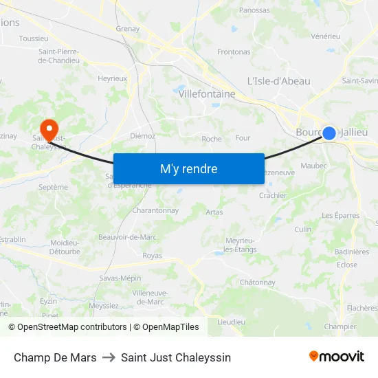 Champ De Mars to Saint Just Chaleyssin map