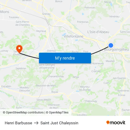 Henri Barbusse to Saint Just Chaleyssin map