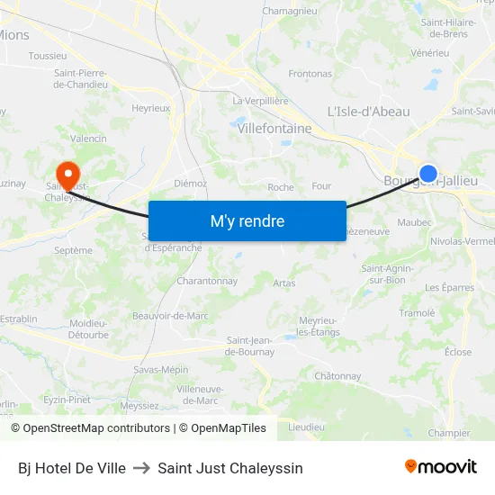 Bj Hotel De Ville to Saint Just Chaleyssin map