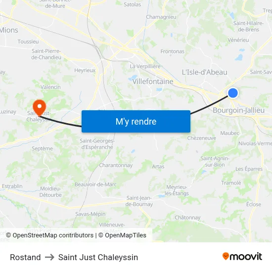 Rostand to Saint Just Chaleyssin map