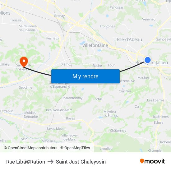 Rue Libã©Ration to Saint Just Chaleyssin map