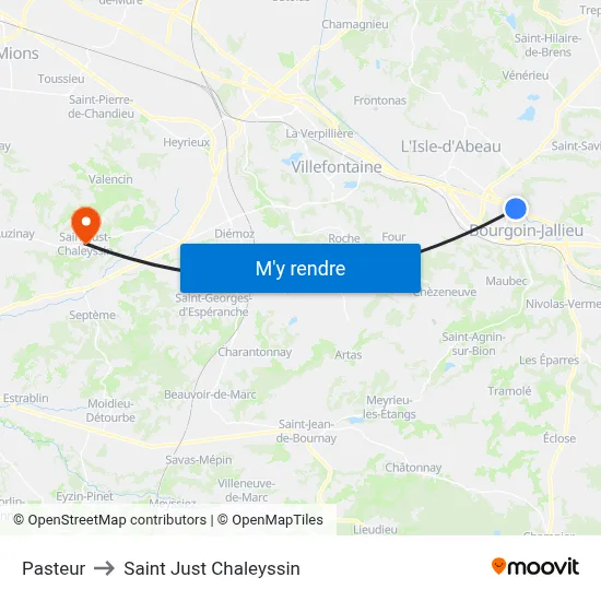 Pasteur to Saint Just Chaleyssin map
