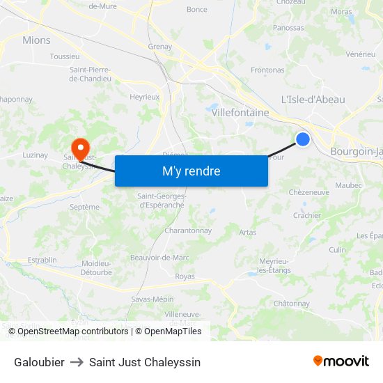 Galoubier to Saint Just Chaleyssin map