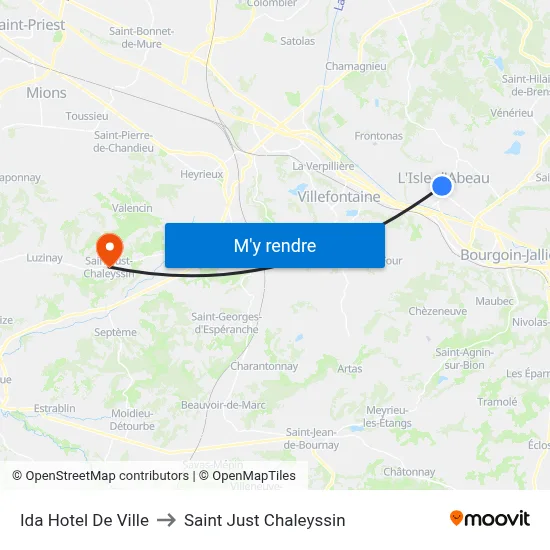 Ida Hotel De Ville to Saint Just Chaleyssin map