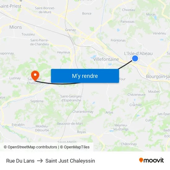 Rue Du Lans to Saint Just Chaleyssin map