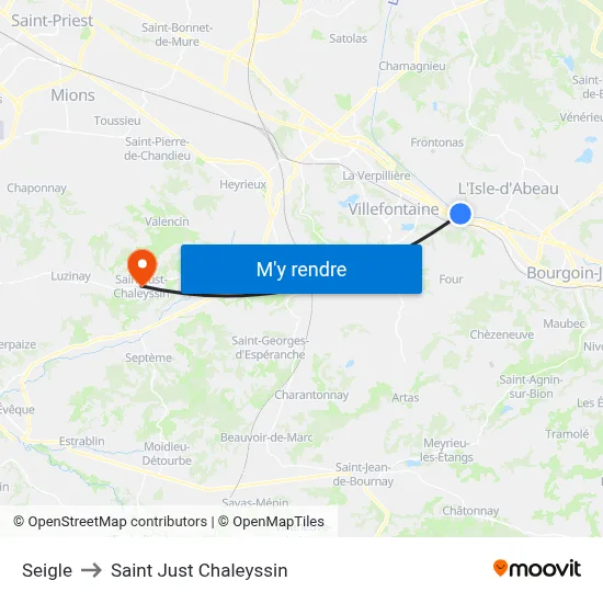 Seigle to Saint Just Chaleyssin map