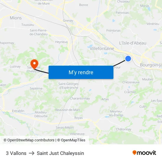 3 Vallons to Saint Just Chaleyssin map