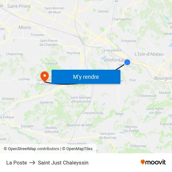 La Poste to Saint Just Chaleyssin map