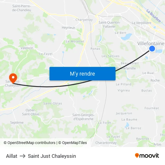 Aillat to Saint Just Chaleyssin map